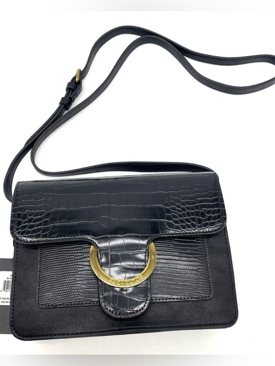 Rachel Zoe Handbags - NWT Rachel Zoe Black Croc-Embossed Crossbody with Gold Accents